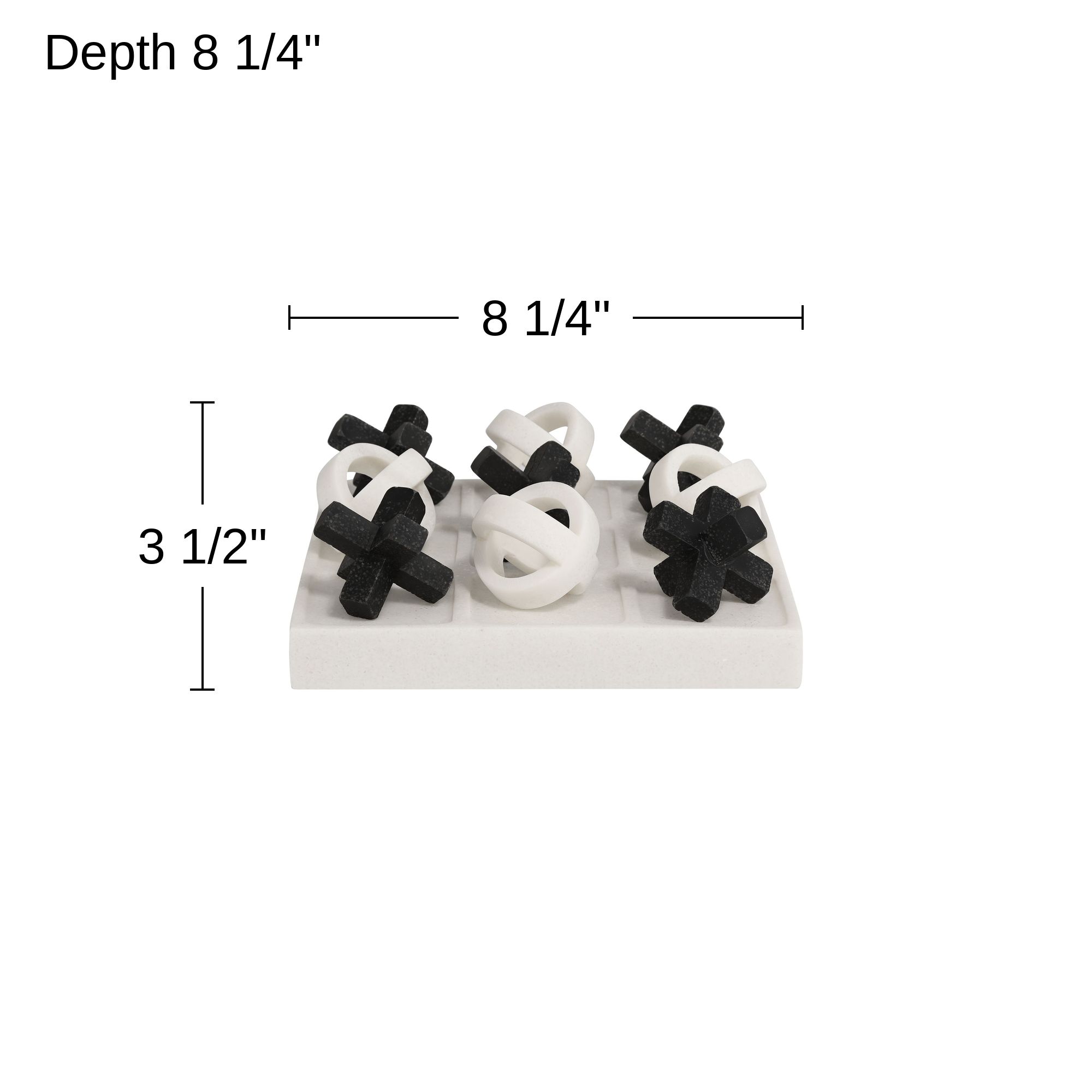Atem 8 1/4" Wide Matte Black and White 3D Tic-Tac-Toe Set in scene
