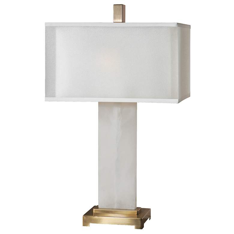 Image 1 Athanas White Alabaster and Coffee Bronze Table Lamp