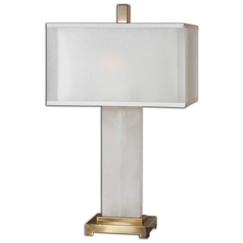 Image 2 Athanas White Alabaster and Coffee Bronze Table Lamp