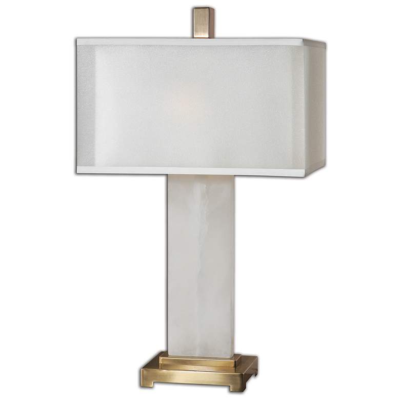 Image 1 Athanas White Alabaster and Coffee Bronze Table Lamp