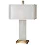 Athanas White Alabaster and Coffee Bronze Table Lamp