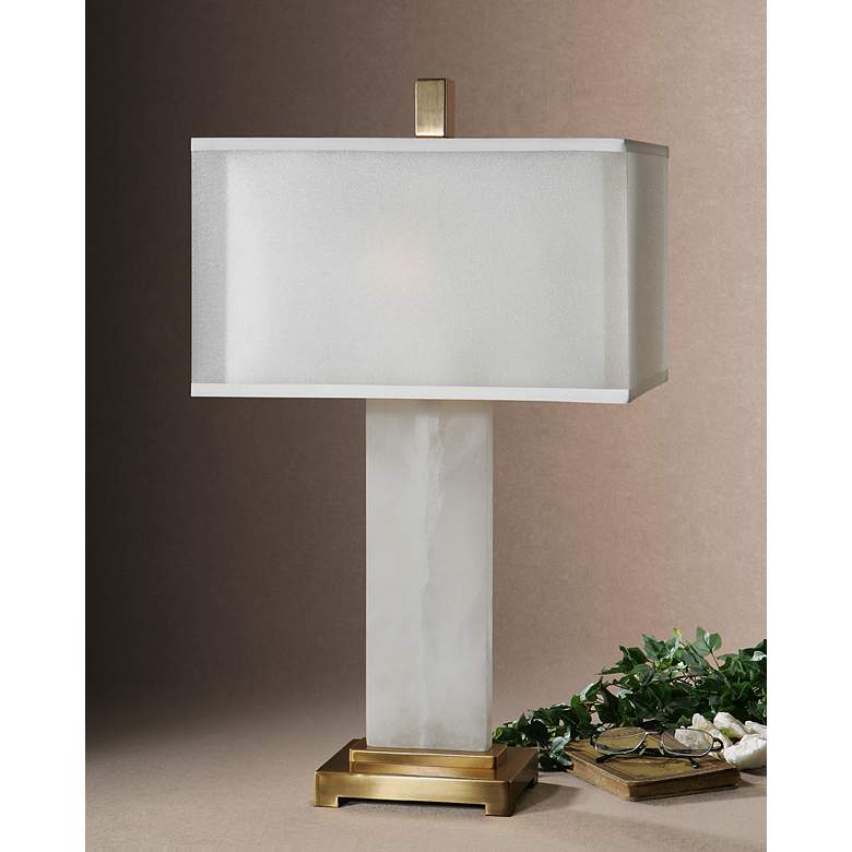 Image 3 Athanas White Alabaster and Coffee Bronze Table Lamp more views