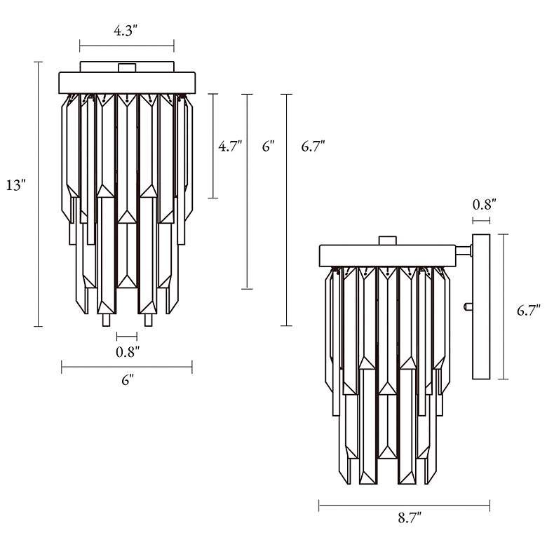 Image 2 Athean 1-Light Crystal Wall Sconces more views