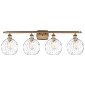 Athen Water Glass 38"W Brushed Brass 4-Light LED Bath Light Athen Water Glass 38"W Brushed Brass 4-Light LED Bath Light