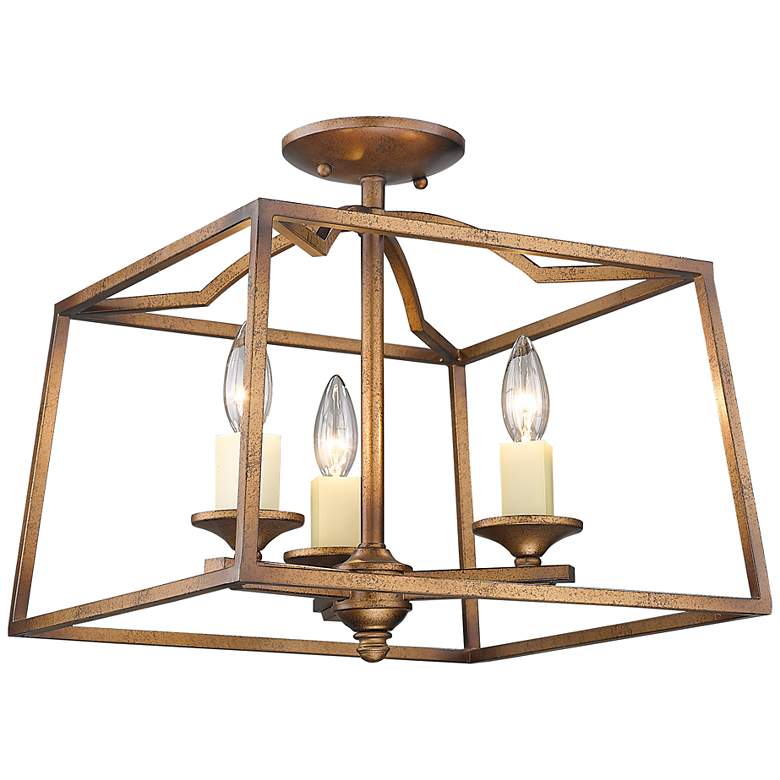 Image 1 Athena 14 1/2" Wide Grecian Gold 3-Light Ceiling Light