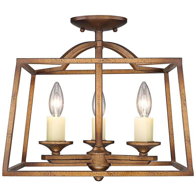 Image 4 Athena 14 1/2" Wide Grecian Gold 3-Light Ceiling Light more views