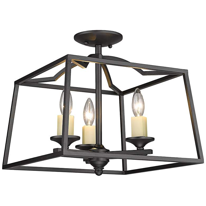Image 2 Athena 14 1/2" Wide Natural Black 3-Light Ceiling Light