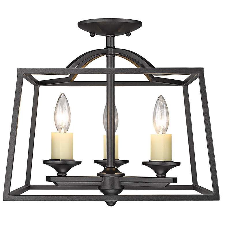 Image 5 Athena 14 1/2" Wide Natural Black 3-Light Ceiling Light more views