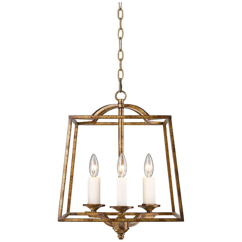 Image 2 Athena 14 3/4" Wide Grecian Gold Open Cage Small Foyer Pendant