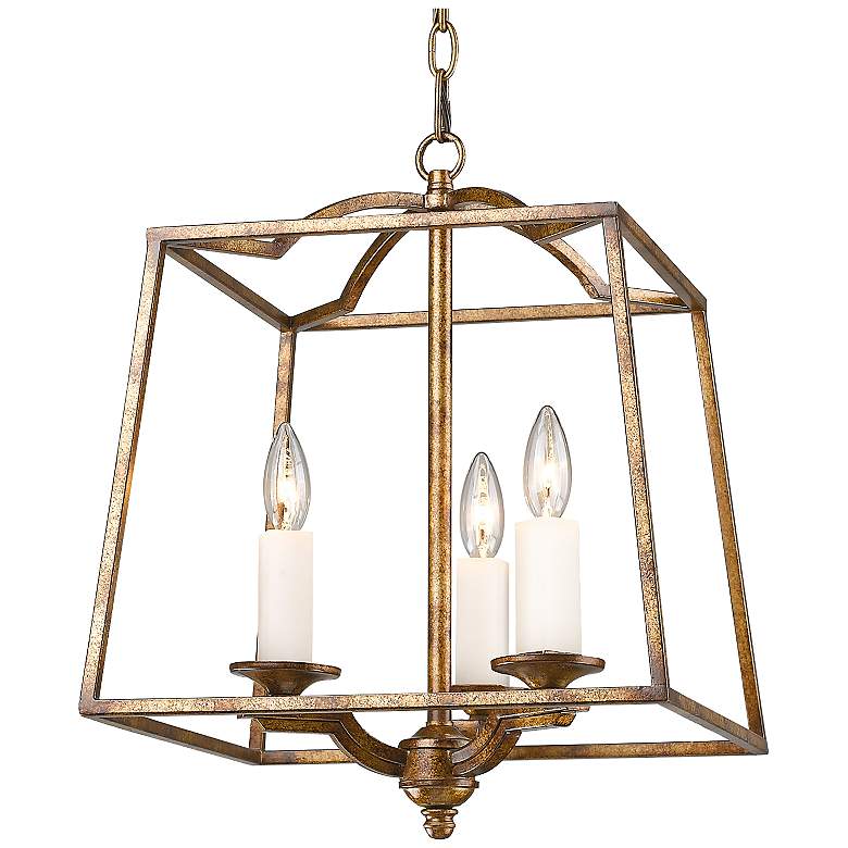 Image 3 Athena 14 3/4" Wide Grecian Gold Open Cage Small Foyer Pendant more views