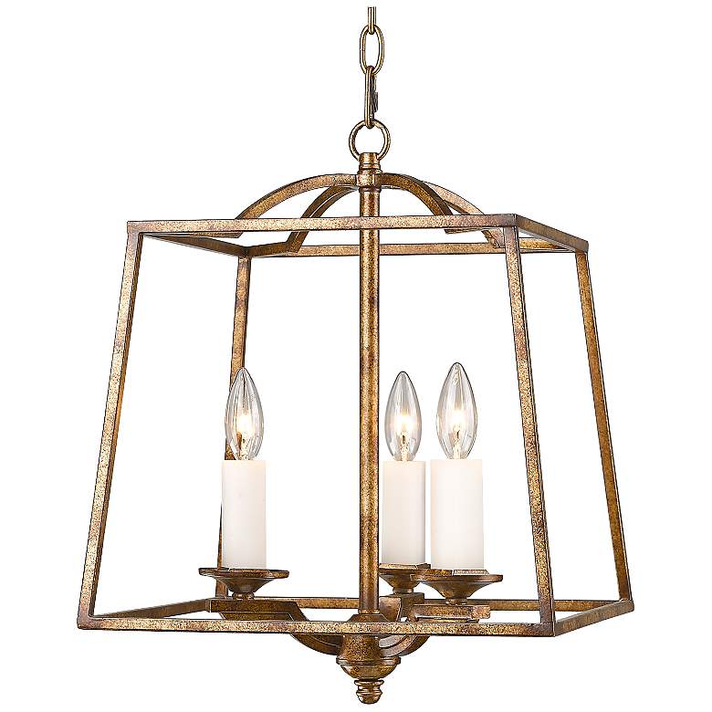 Athena 14 3/4&quot;W Grecian Gold Open Cage Small Foyer Pendant more views