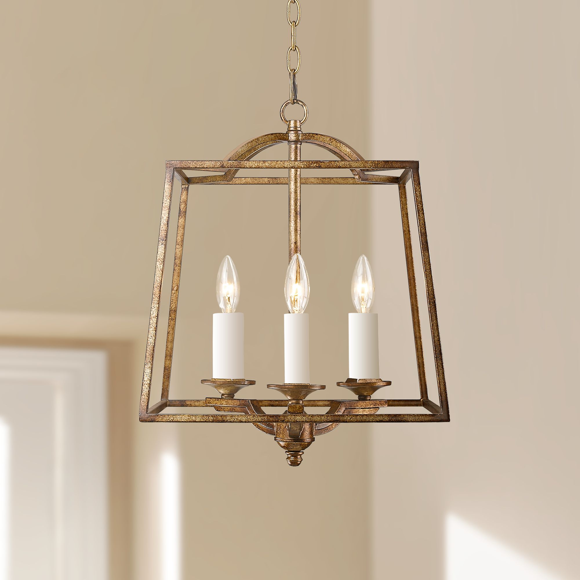 Gold Square Traditional Candle Lamps Plus   Athena 14 And Three Quarter W Grecian Gold Open Cage Small Foyer Pendant  13g66cropped 