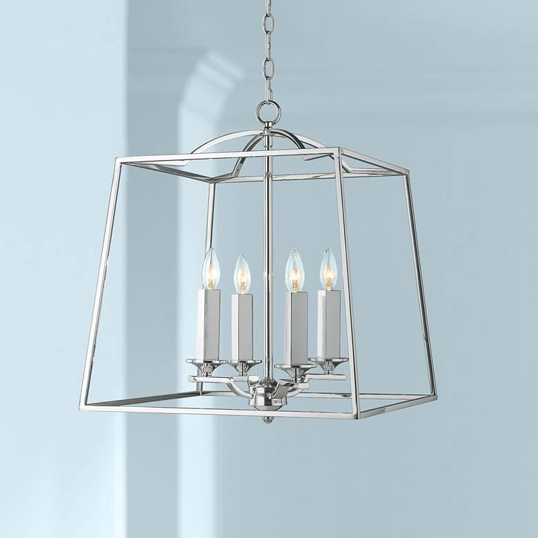 Image 1 Athena 19" Wide Chrome Open Cage Large Foyer Pendant