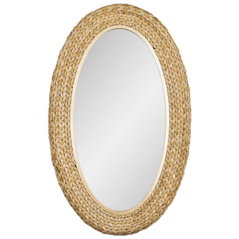 Image 1 Athena 24x40 Oval Wall Mirror - French Gold/Natural Seagrass