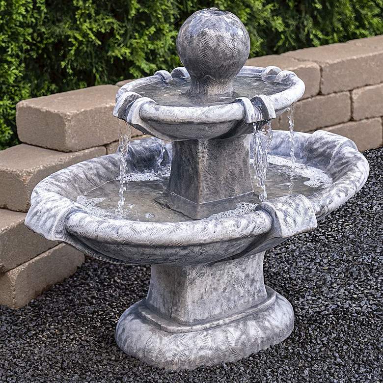 Image 1 Athena 27 1/2"H Trevia Graystone LED Outdoor Water Fountain