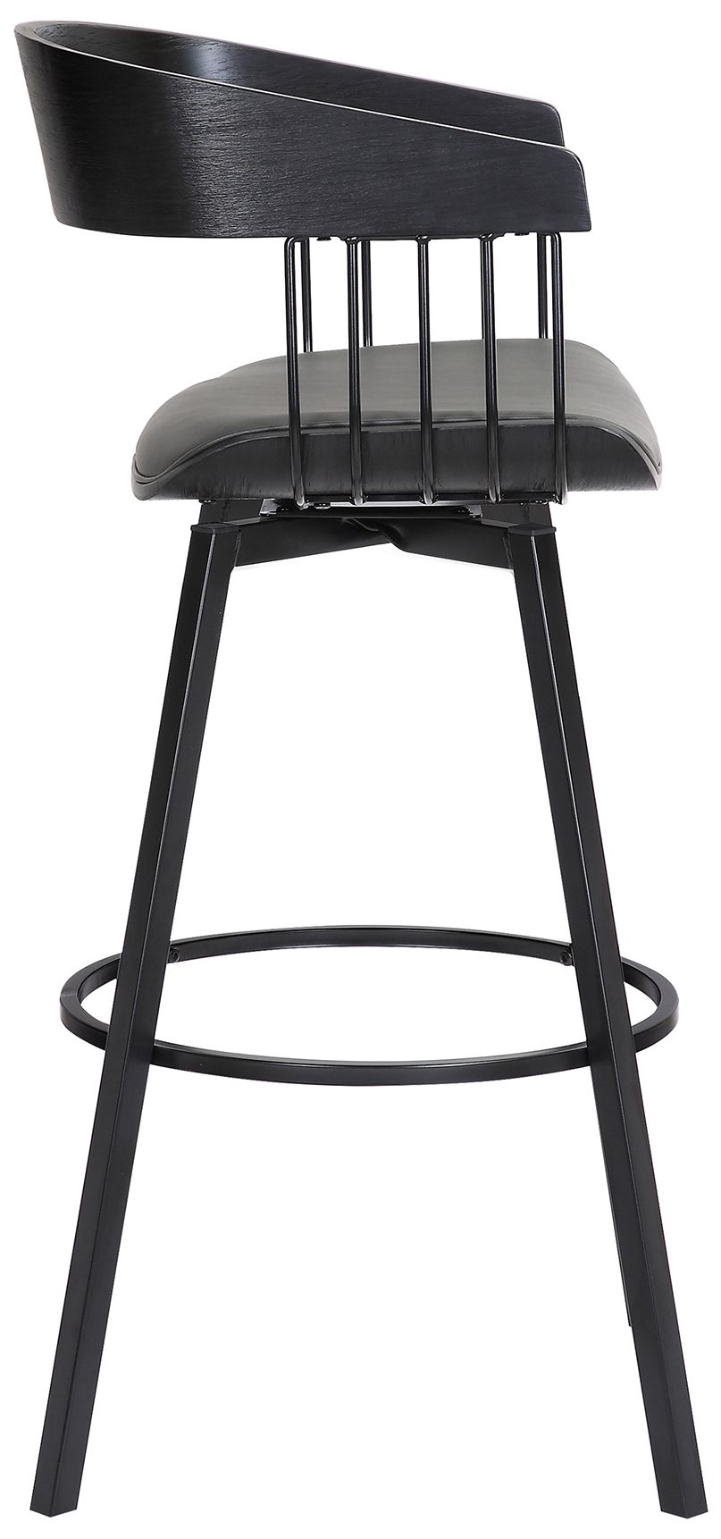 Image 4 Athena 27 In. Swivel Counter Stool in Black Wood and Grey Faux Leather more views