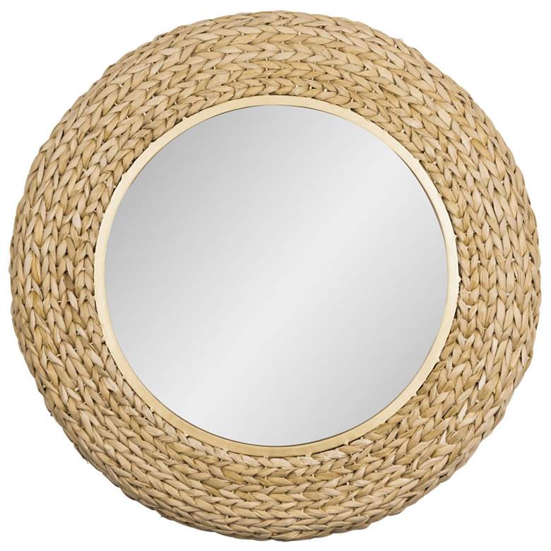 Image 1 Athena 30-in Round Wall Mirror - French Gold/Natural Seagrass