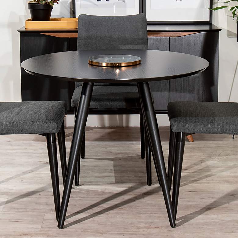 Image 5 Athena 35 1/2 inch Wide Matte Black Wood Round Dining Table more views