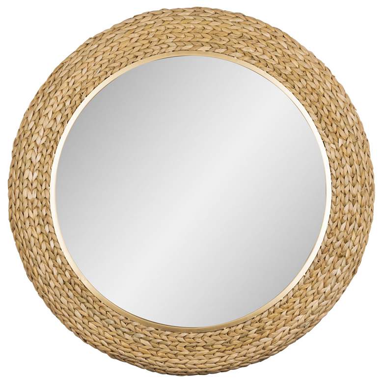 Image 1 Athena 40-in Round Wall Mirror - French Gold/Natural Seagrass
