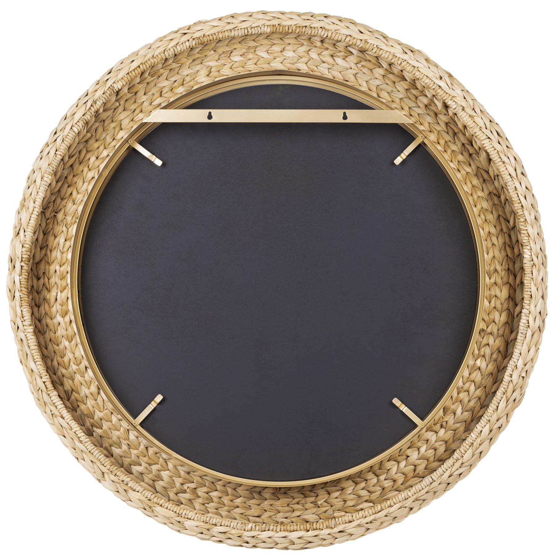 Image 3 Athena 40-in Round Wall Mirror - French Gold/Natural Seagrass more views