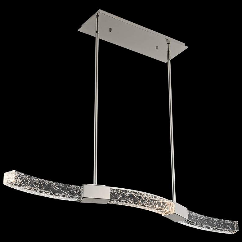 Image 1 Athena 40 inchW Polished Nickel LED Kitchen Island Light Pendant