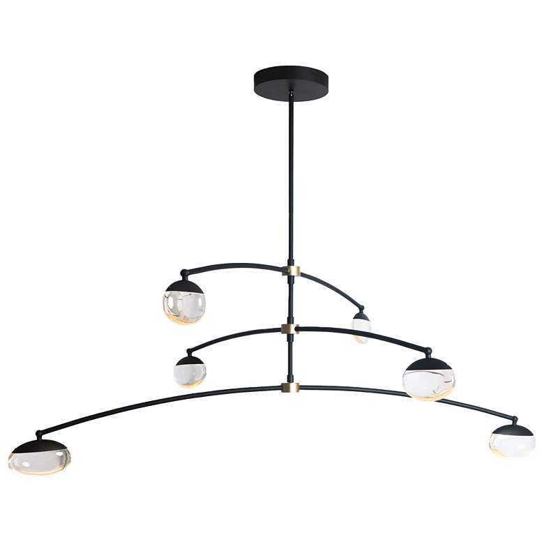 Image 1 Athena 65" Wide Matte Black 6-Light LED Chandelier