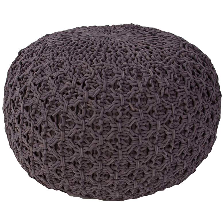 Image 1 Athena Dark Gull Gray Woven Cotton Pouf Ottoman