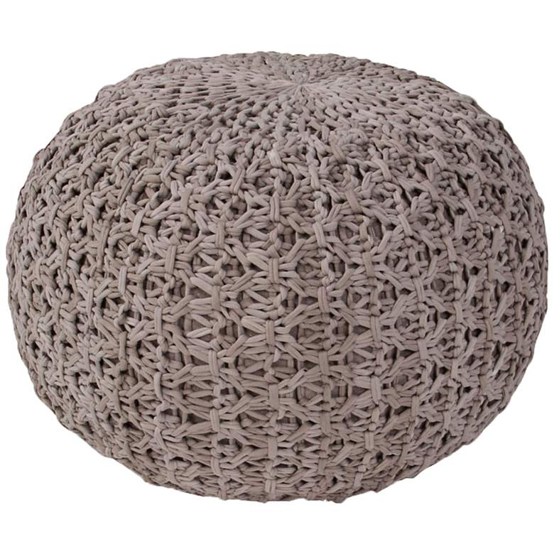 Image 1 Athena Fungi Gray Woven Cotton Pouf Ottoman