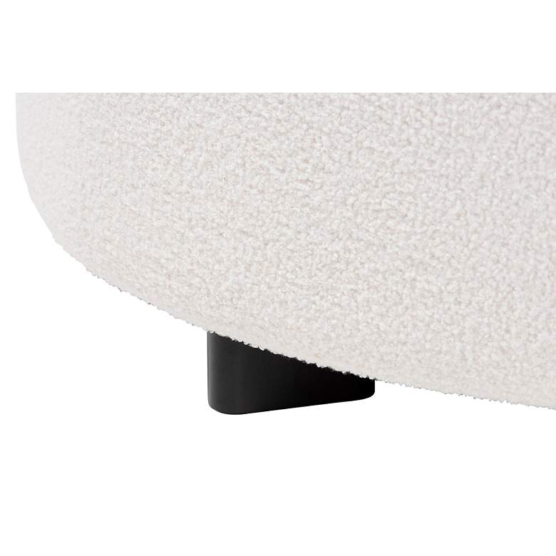 Image 4 Athena Ivory Boucle Fabric Round Tufted Ottoman more views
