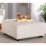 1_Athena Ivory Boucle Fabric Square Tufted Ottoman