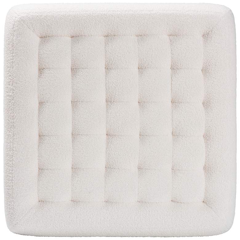 Image 3 Athena Ivory Boucle Fabric Square Tufted Ottoman more views