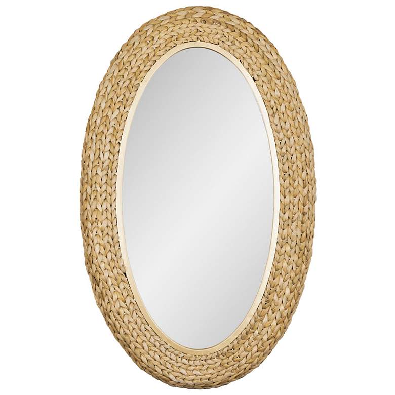 Image 1 Athena Natural Seagrass 24 1/4" x 40 1/4" Oval Wall Mirror