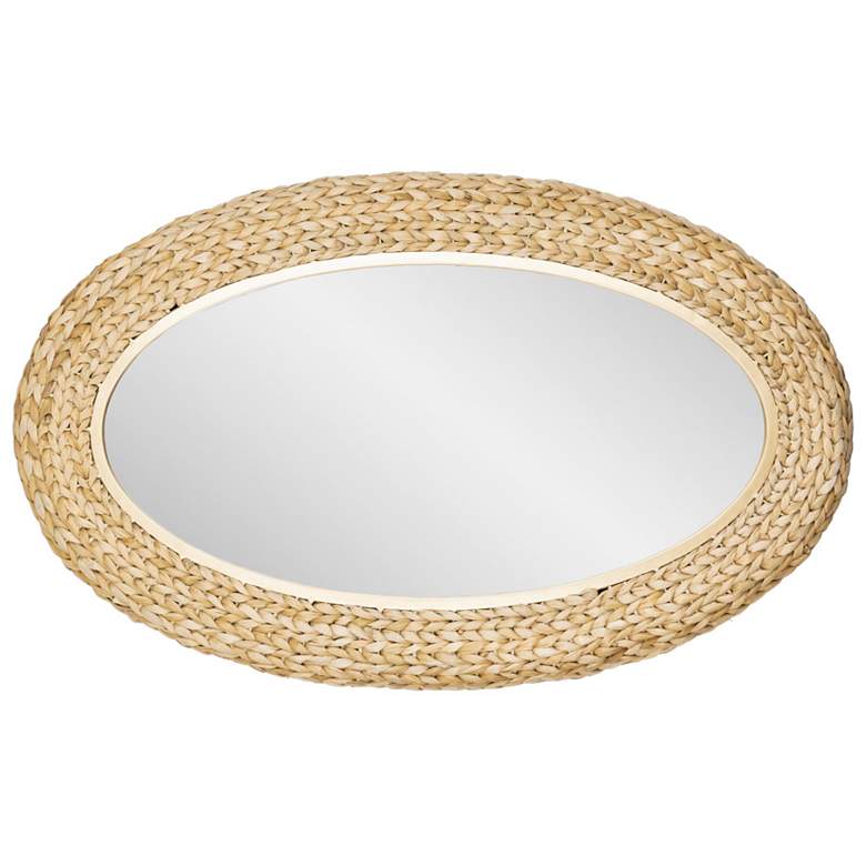 Image 2 Athena Natural Seagrass 24 1/4" x 40 1/4" Oval Wall Mirror more views