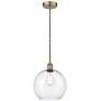 Athens 10" Antique Brass Mini Pendant w/ Clear Shade