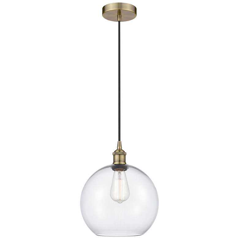 Image 1 Athens 10" Antique Brass Mini Pendant w/ Clear Shade