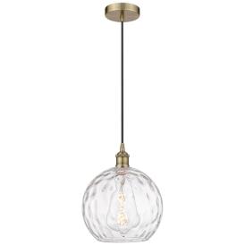 Athens 10" Antique Brass Mini Pendant w/ Clear Water Glass Shade Athens 10" Antique Brass Mini Pendant w/ Clear Water Glass Shade