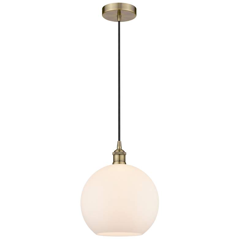 Image 1 Athens 10" Antique Brass Mini Pendant w/ Matte White Shade