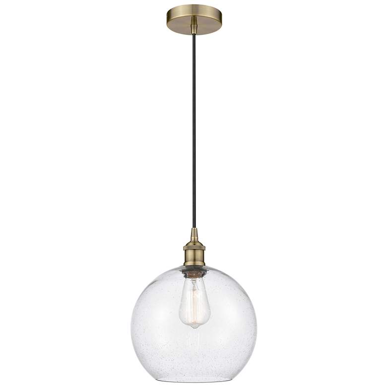 Image 1 Athens 10" Antique Brass Mini Pendant w/ Seedy Shade