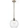 Athens 10" Antique Brass Stem Hung Mini Pendant w/ Clear Shade