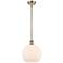 Athens 10" Antique Brass Stem Hung Mini Pendant w/ Matte White Shade