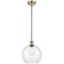 Athens 10" Antique Brass Stem Hung Mini Pendant w/ Seedy Shade