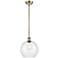 Athens 10" Antique Brass Stem Hung Mini Pendant w/ Seedy Shade