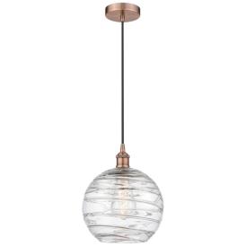 Athens 10" Antique Copper Mini Pendant w/ Clear Deco Swirl Shade Athens 10" Antique Copper Mini Pendant w/ Clear Deco Swirl Shade