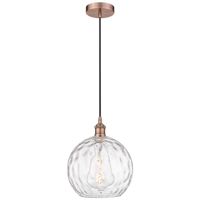 Image 1 Athens 10" Antique Copper Mini Pendant w/ Clear Water Glass Shade