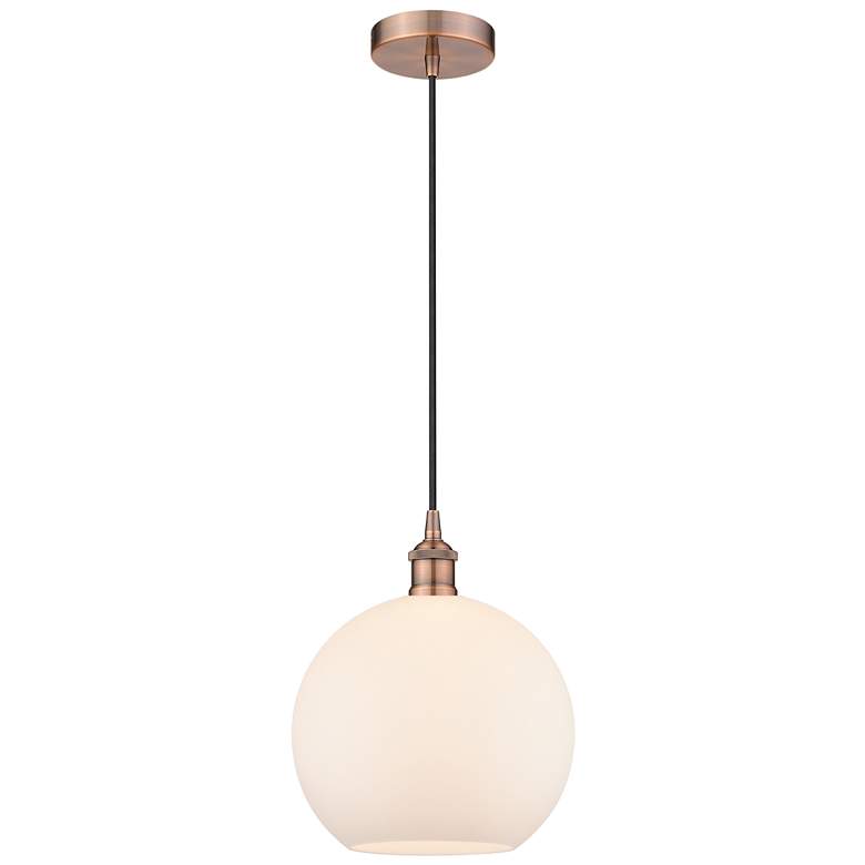 Image 1 Athens 10" Antique Copper Mini Pendant w/ Matte White Shade