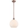 Athens 10" Antique Copper Stem Hung Mini Pendant w/ Matte White Shade