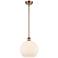 Athens 10" Antique Copper Stem Hung Mini Pendant w/ Matte White Shade