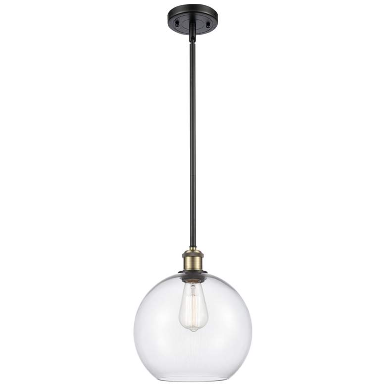 Image 1 Athens 10" Black Antique Brass Mini Pendant w/ Clear Shade