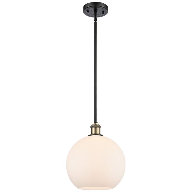 Image 1 Athens 10" Black Antique Brass Mini Pendant w/ Matte White Shade