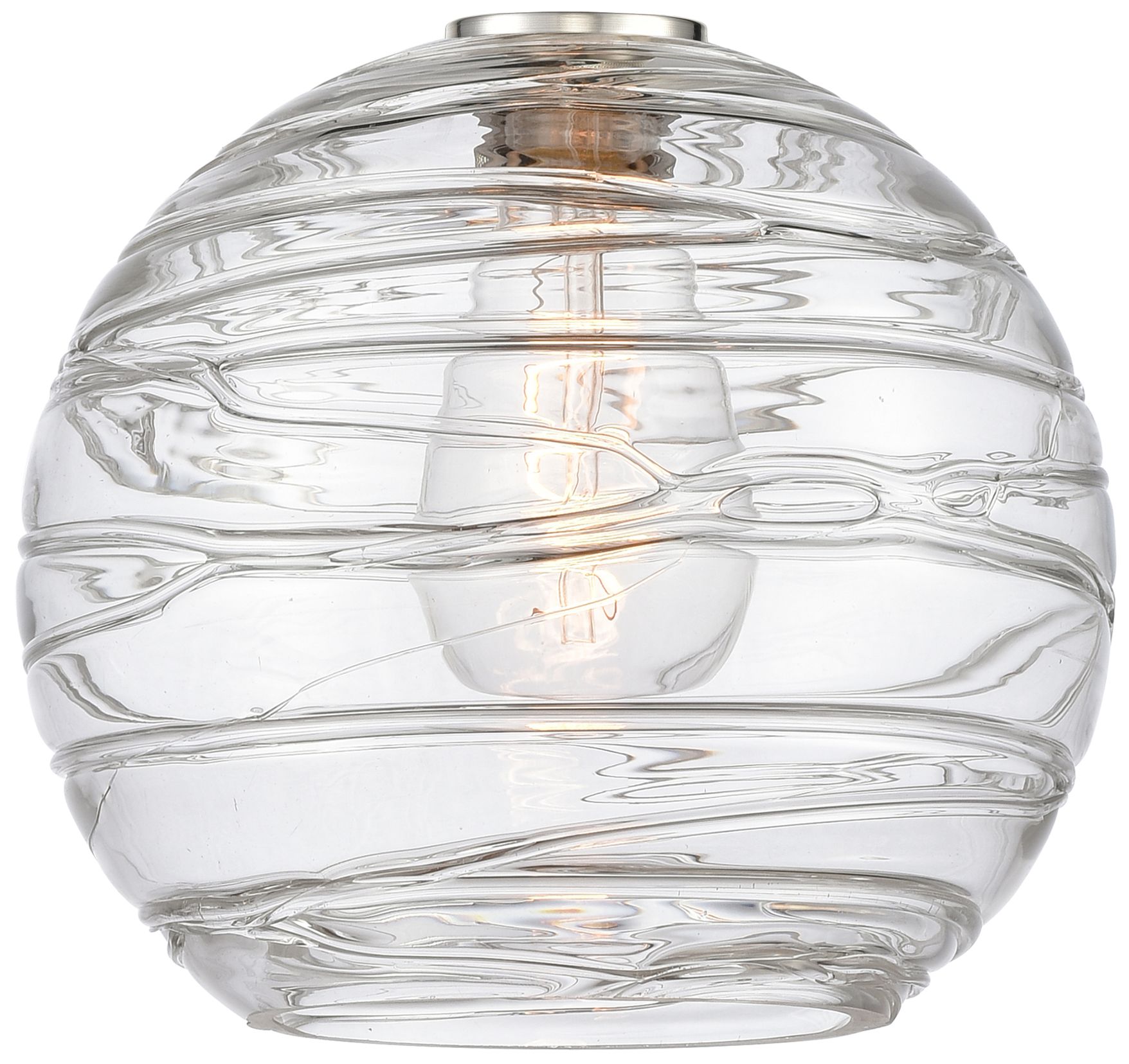 Image 4 Athens 10" Brushed Brass Mini Pendant w/ Clear Deco Swirl Shade more views